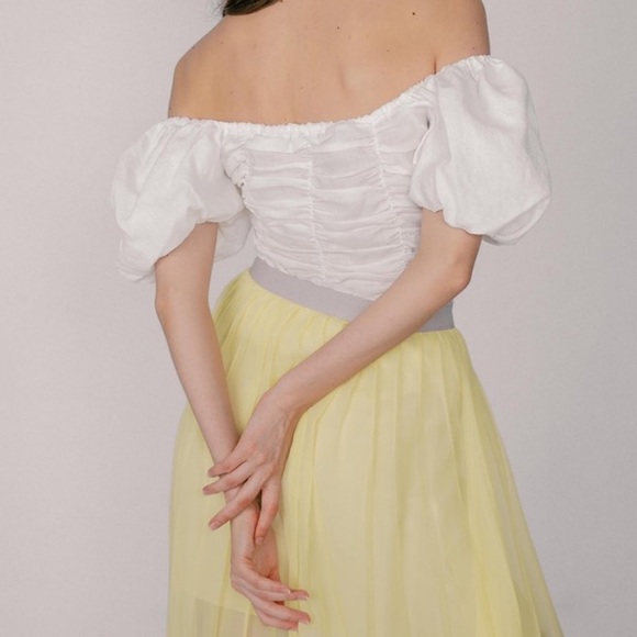 LEORA STUDIO OFF-SHOULDER RUCHED FLOWY SLEEVES TOP - Picture 8 of 9